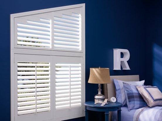 Window Treatments for Angles: Palm Beach™ polysatin shutters